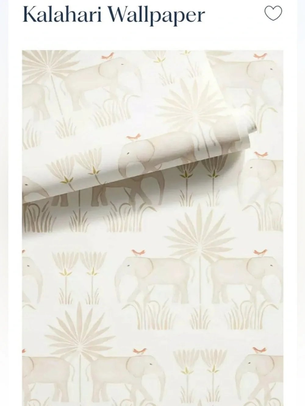 STUNNING Serena & Lily Cream and Tan Elephant Wallpaper KALAHARI peel & stick